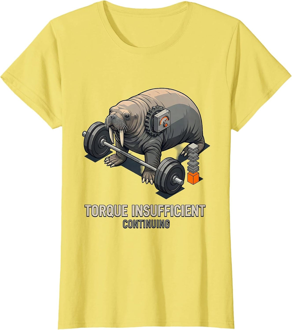 Torque Insufficient Continuing Funny Gym Workout T-Shirt - Lemon Yellow