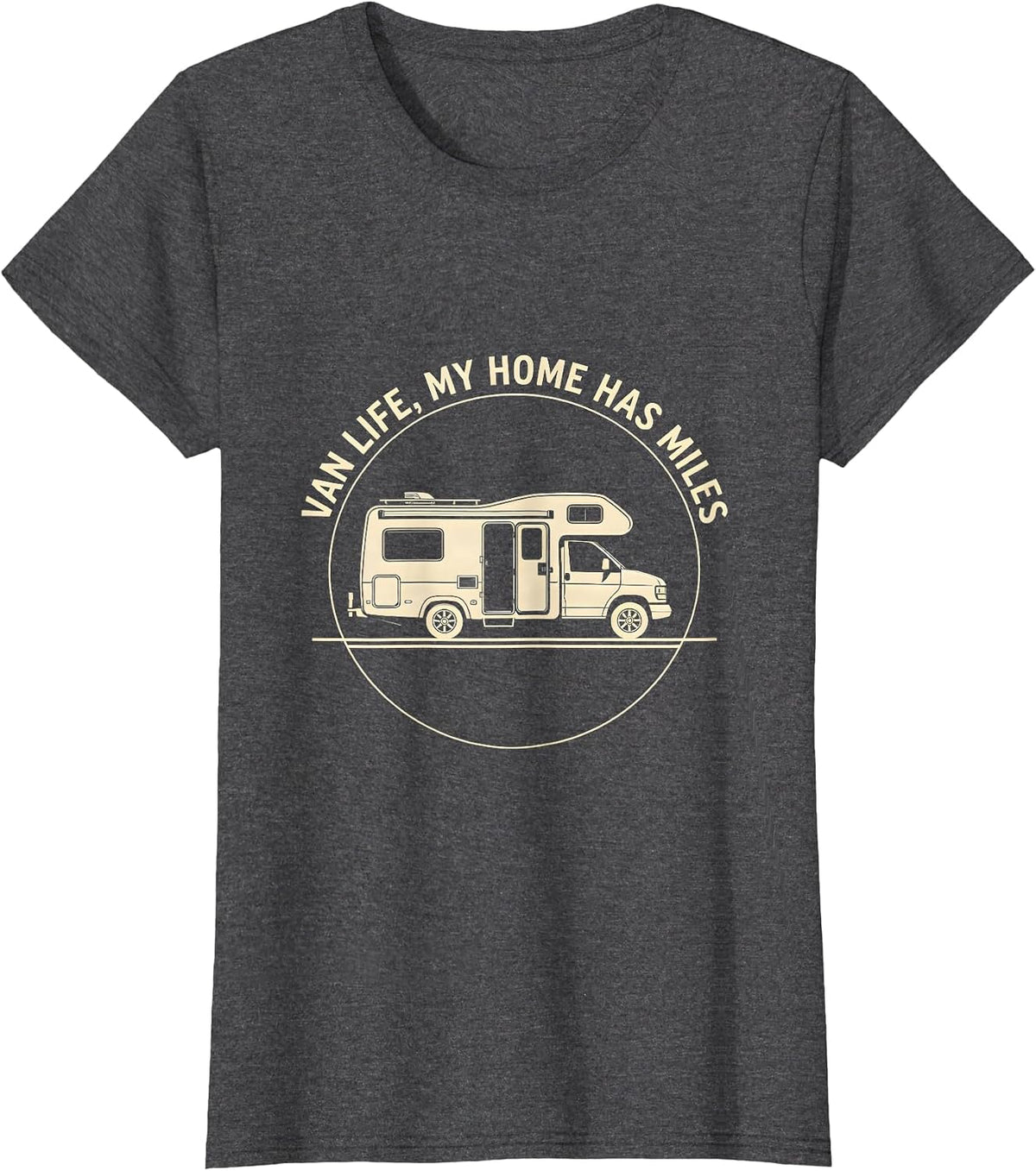 Women's Van Life My Home Has Miles Retro Camper Nomad Pride T-Shirt - Dark Heather Grey