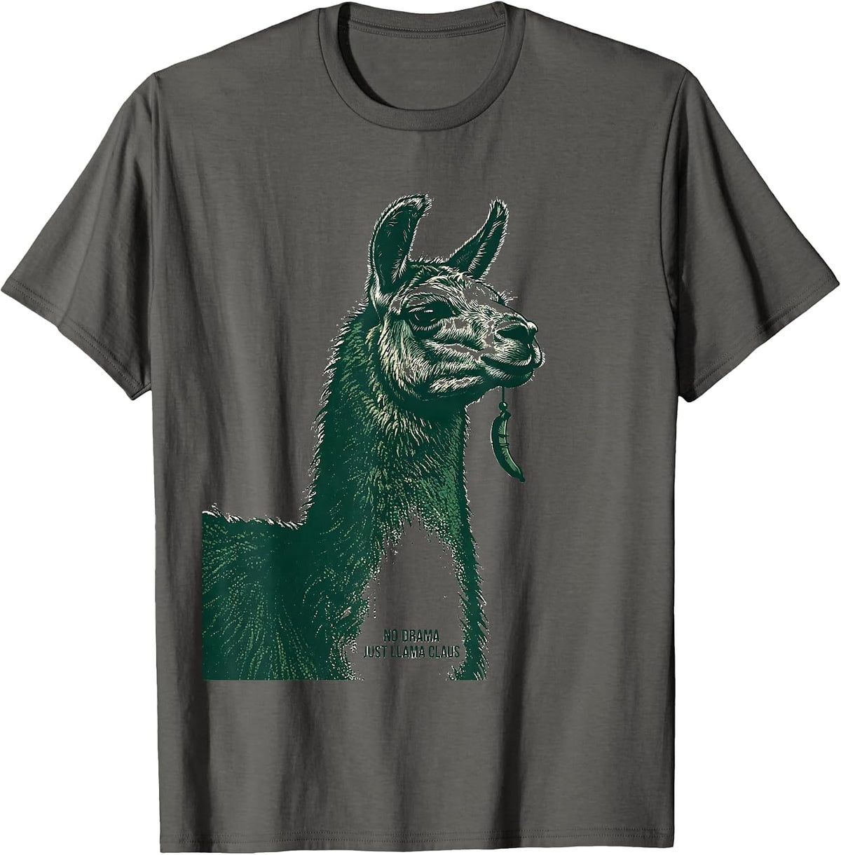 Men's No Drama Just Llama Claus Funny Llama Christmas Animal Lover T-Shirt - Asphalt Grey