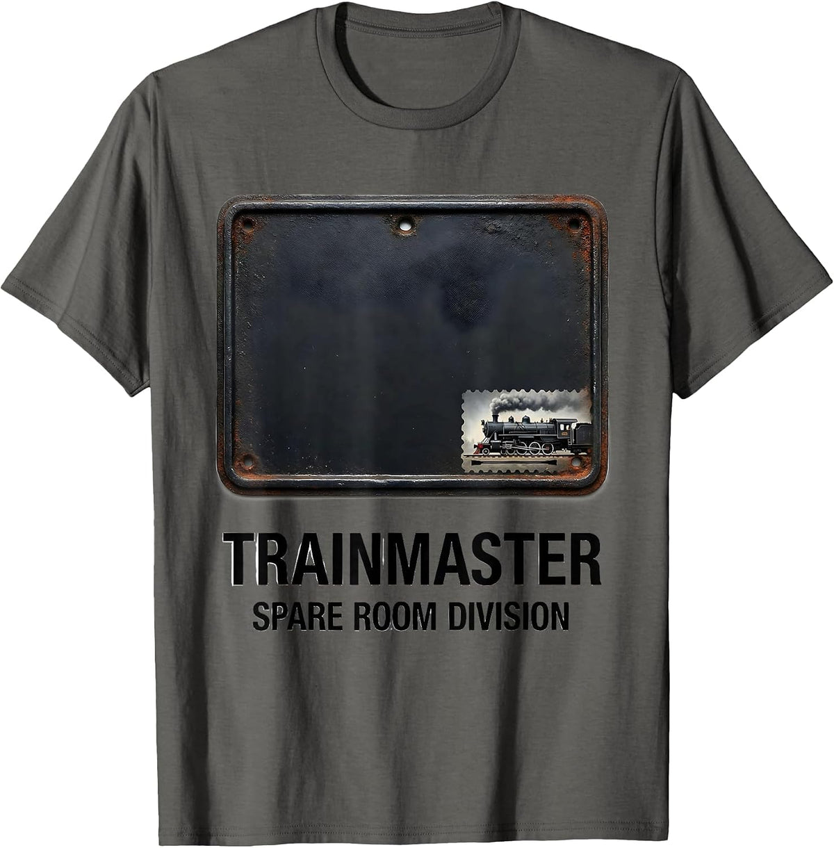 Men's Trainmaster Spare Room Division Vintage Steam Train T-Shirt - Asphalt Grey