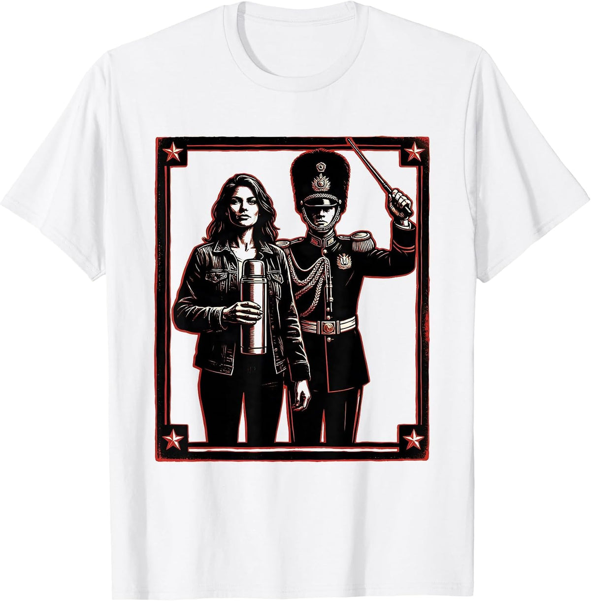 Men's Band Mom Coffee Thermos Drum Major Illustration T-Shirt - White