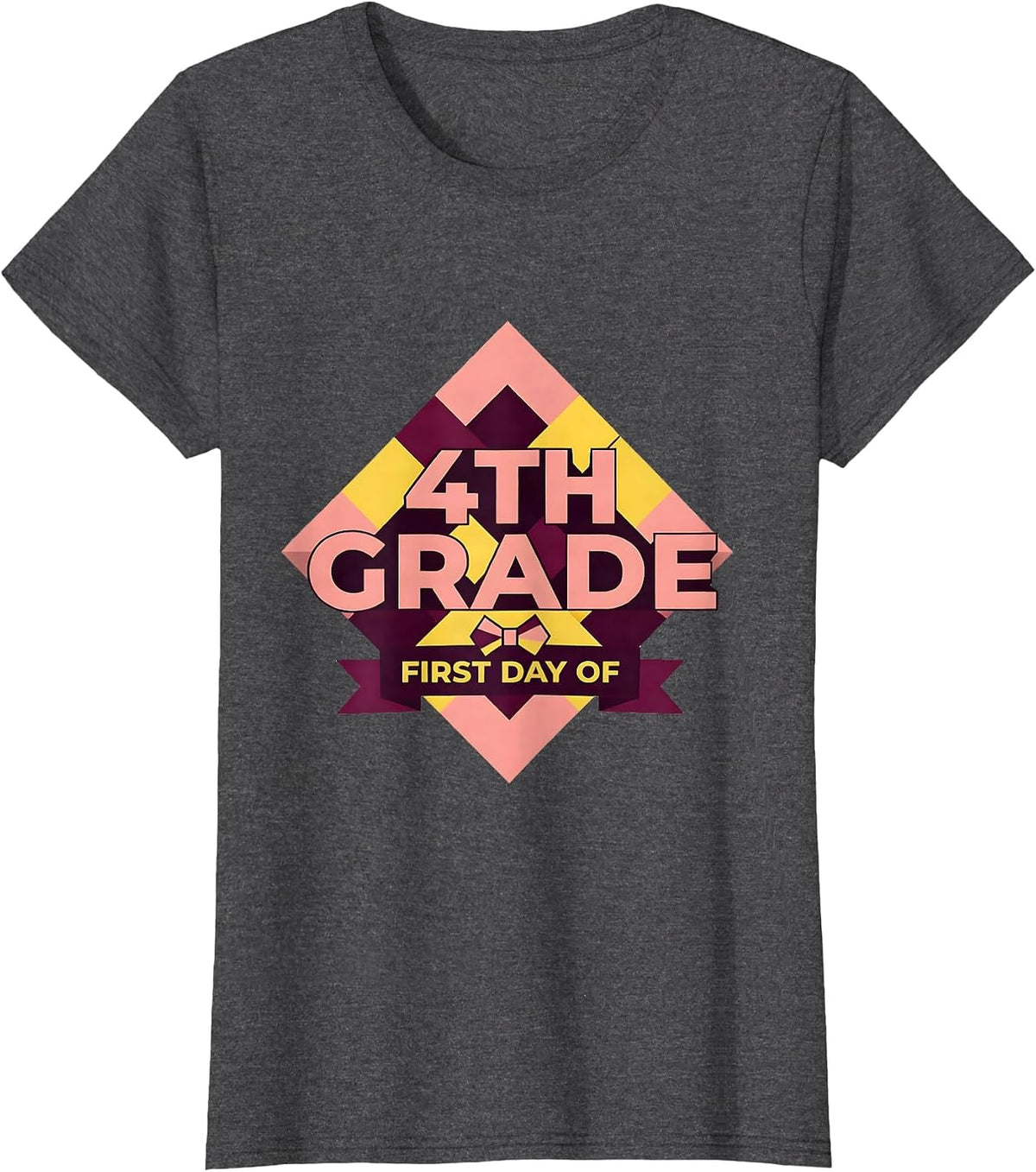 Women's First Day Of 4th Grade Coquette Bow Back To School Gift T-Shirt - Dark Heather Grey