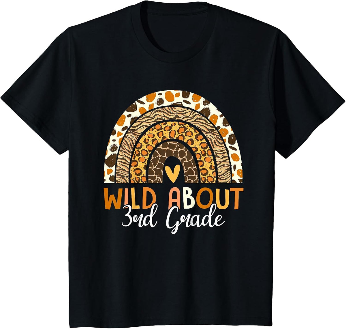 Wild About 3rd Grade Teacher Back to School Leopard Rainbow T-Shirt - Black