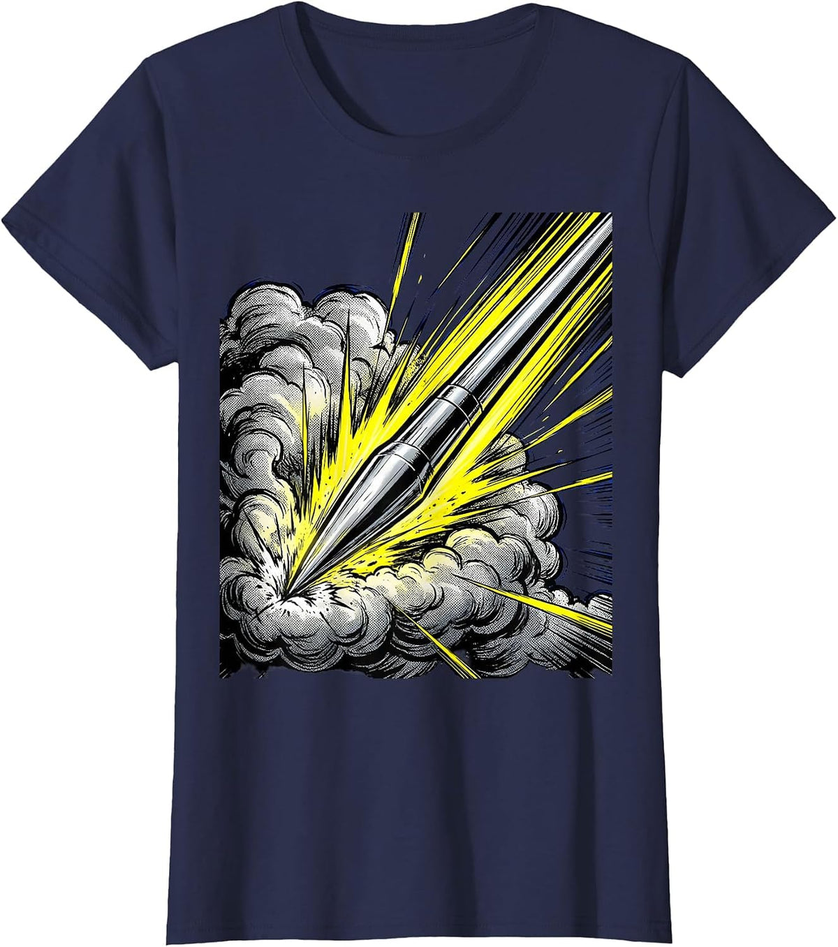 Women's Javelin Through Storm Clouds Sports Graphic T-Shirt - Navy Blue