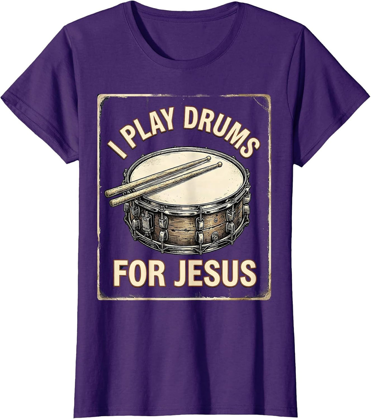 Women's I Play Drums For Jesus Vintage Christian Drummer Worship T-Shirt - Purple