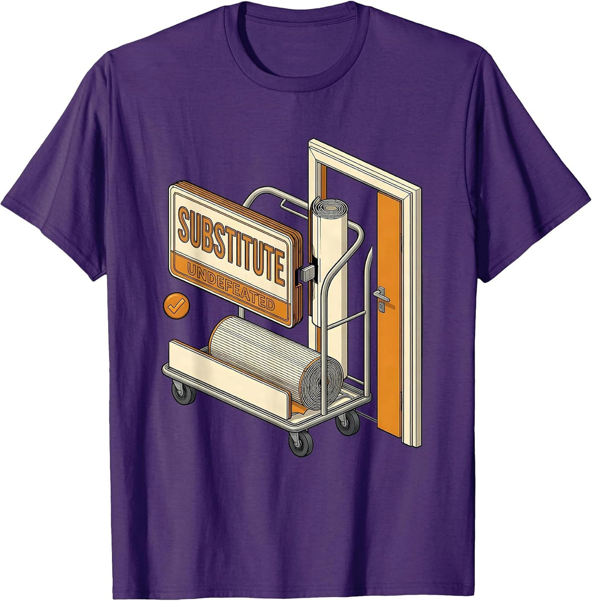 Substitute Undefeated Funny Retro Teacher Substitute Humor T-Shirt - Purple