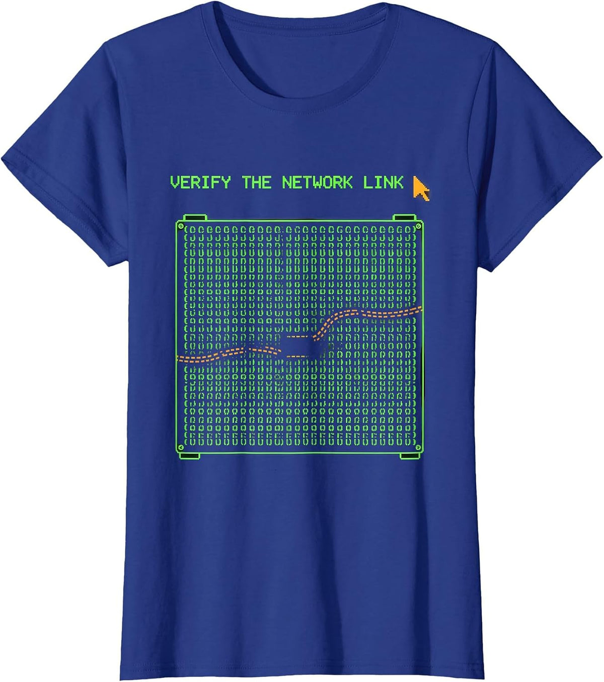 Women's Verify The Network Link Ascii Terminal Art Funny IT Tech T-Shirt - Royal Blue