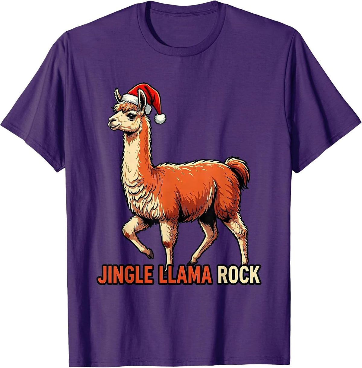 Men's Jingle Llama Rock Funny Llama Lover Christmas Novelty T-Shirt - Purple