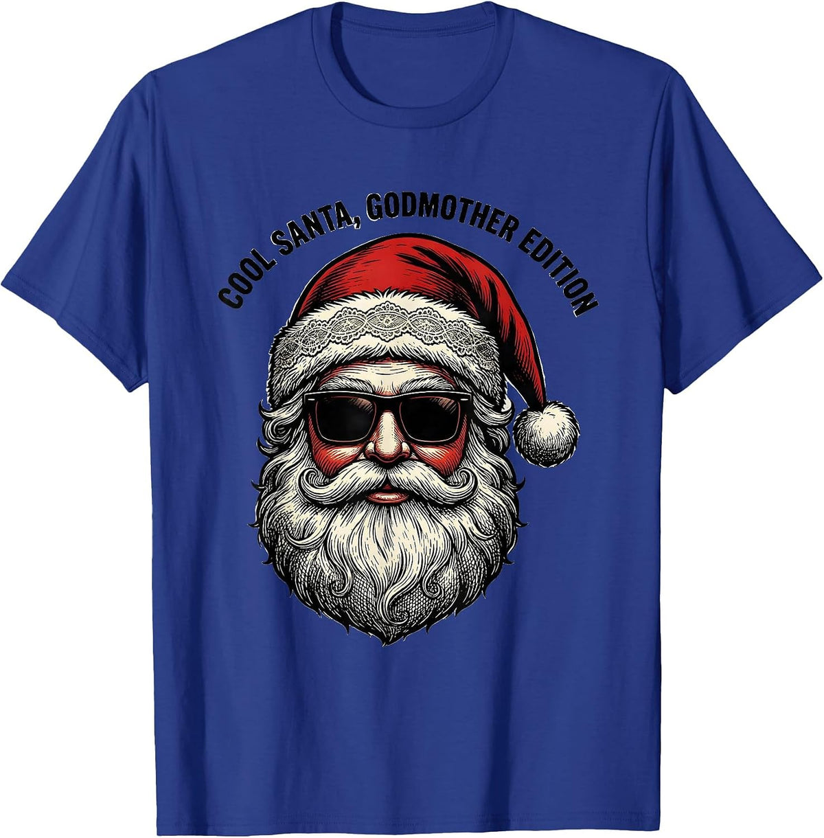 Cool Santa Godmother Edition Retro Sunglasses Christmas T-Shirt - Royal Blue
