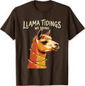 Men's Llama Tidings We Bring Funny Christmas Llama Lover Novelty T-Shirt - Brown