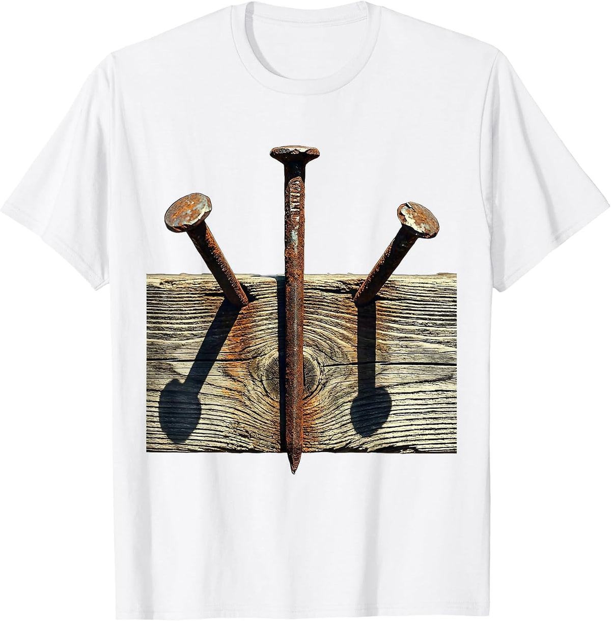 Men's Three Nails Cross Christian Faith Graphic T-Shirt - White