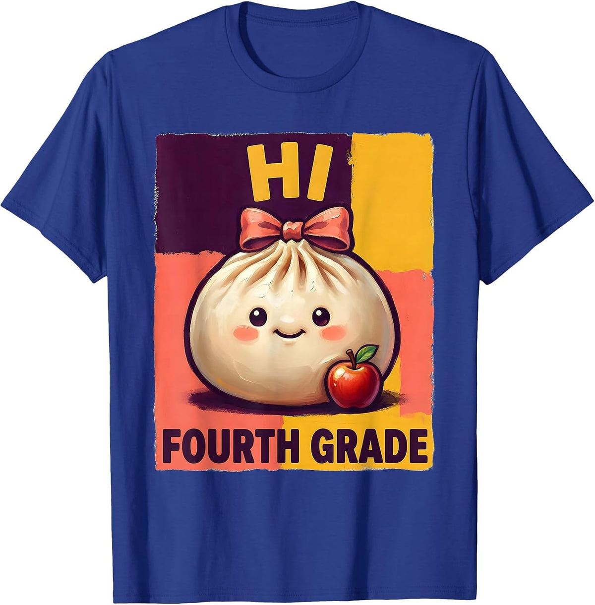 Men's Hi Fourth Grade Cute Dumpling Back to School Girl Teacher T-Shirt - Royal Blue