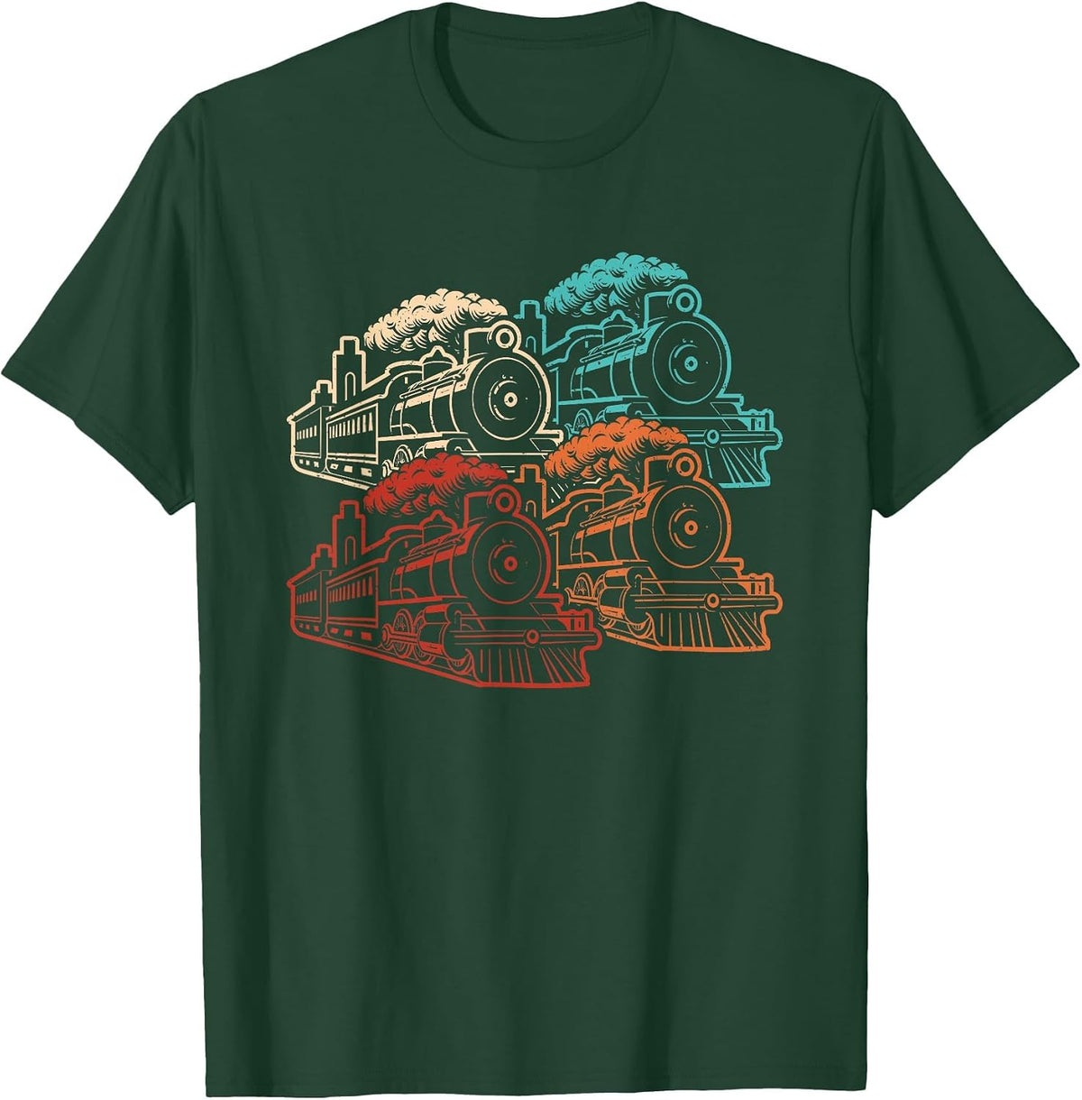 Train Lover Railroad Conductor Model Train Retro Men Women T-Shirt - Dark Green