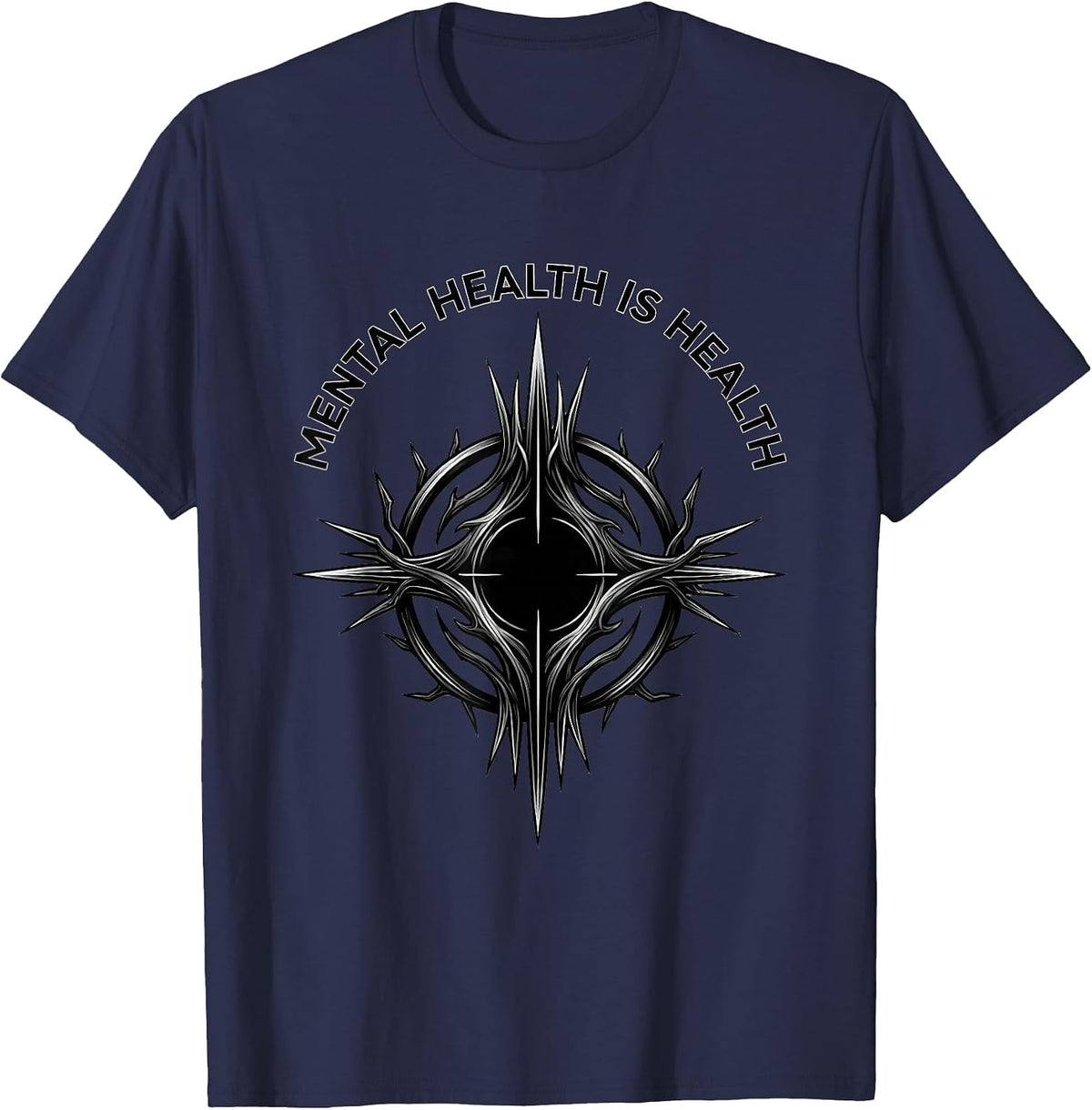 Men's Mental Health Is Health Awareness Design T-Shirt - Navy Blue
