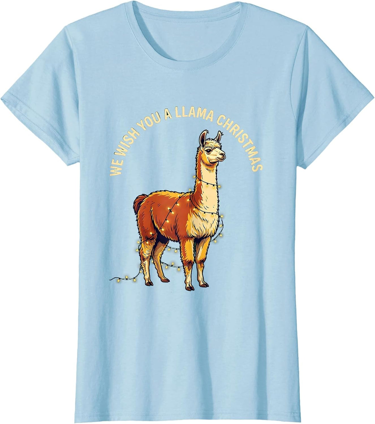 We Wish You A Llama Christmas Funny Llama Lover Christmas T-Shirt - Baby Blue