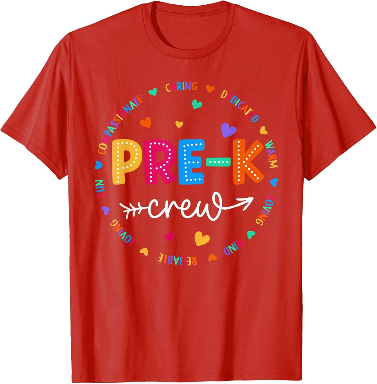 Pre-K Crew Back to School Pre-K Teacher Student First Day T-Shirt - Red
