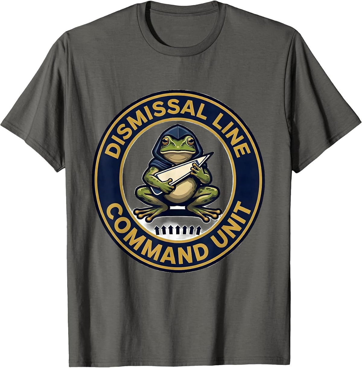 Dismissal Line Command Unit Funny Teacher Frog Back T-Shirt - Asphalt Grey