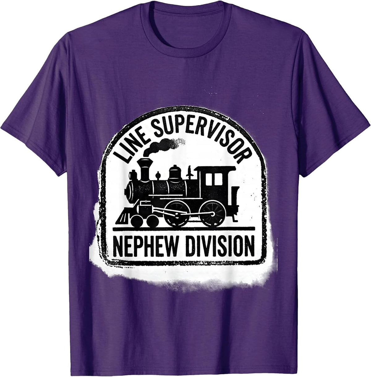 Men's Line Supervisor Nephew Division Rubber Stamp Steam Train T-Shirt - Purple