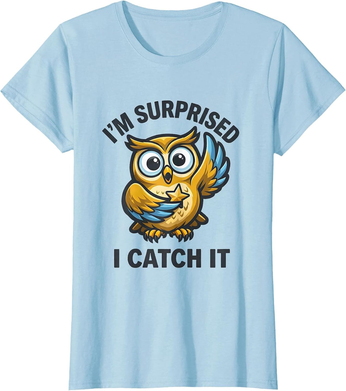 I'm Surprised I Catch It Whimsical Emotion Mascot Kids T-Shirt - Baby Blue