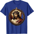 Jesus Bleeding Side Wound Graphic Design T-Shirt - Royal Blue