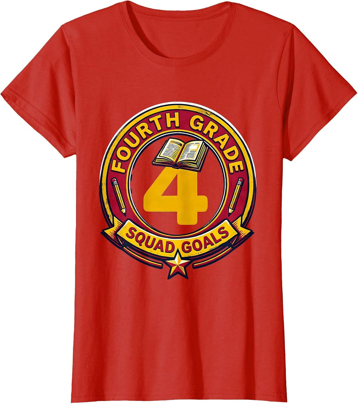 Women's Fourth Grade Squad Goals Teacher Design T-Shirt - Red