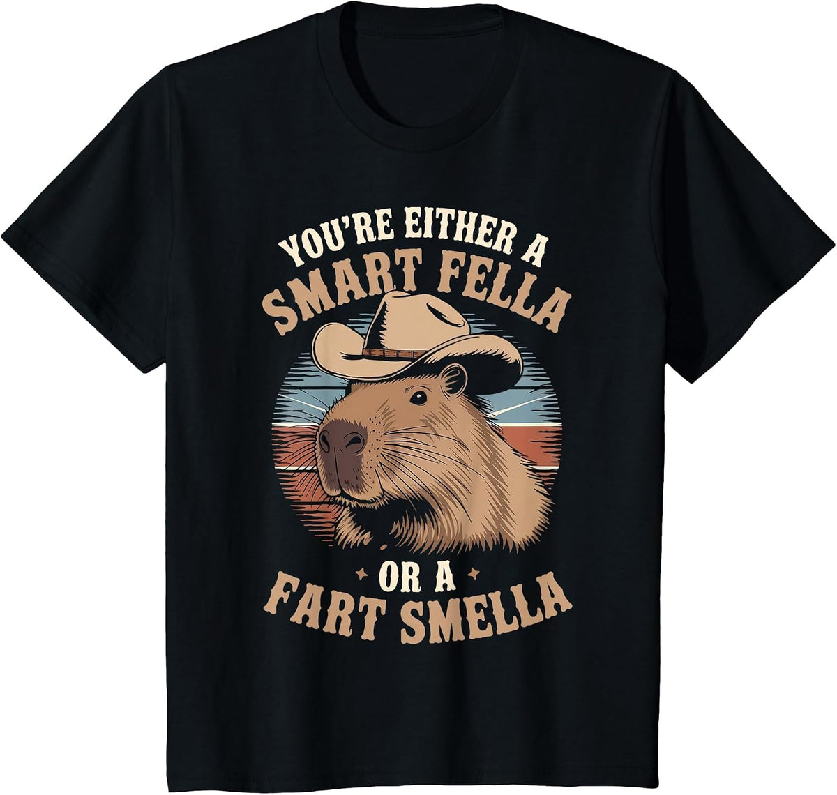 Smart Fella Or Fart Smella Rodent Animals Kawaii Capybara T-Shirt - Black