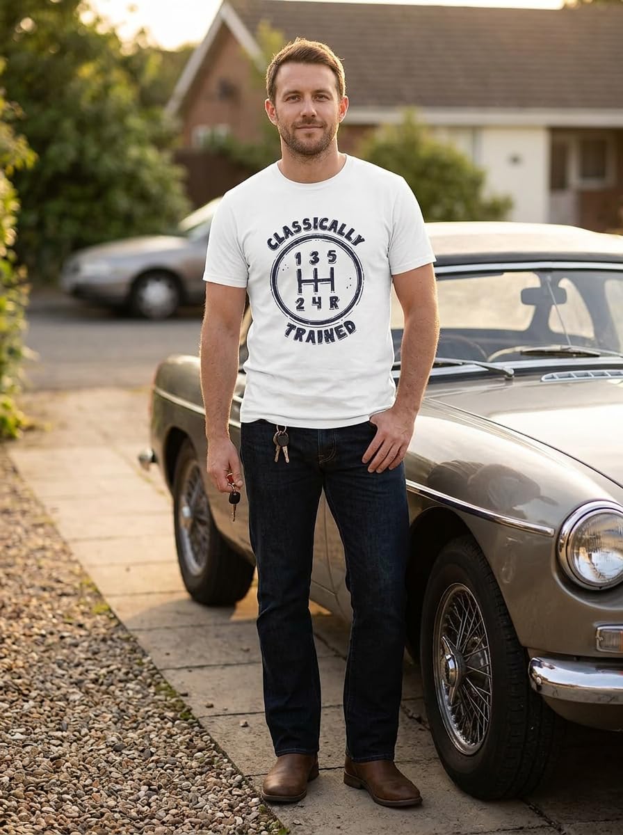 Classically Trained Graphic Tee Funny Shirts for Men White - size chart