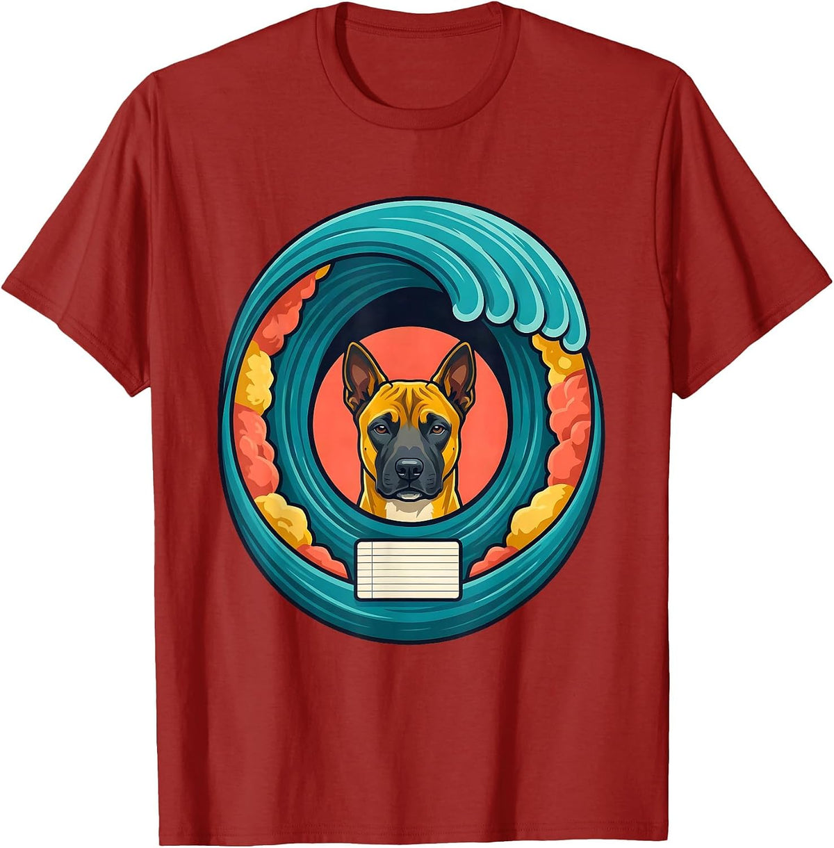 Basenji Great Wave Japanese Art Animal Humor T-Shirt - Cranberry Red