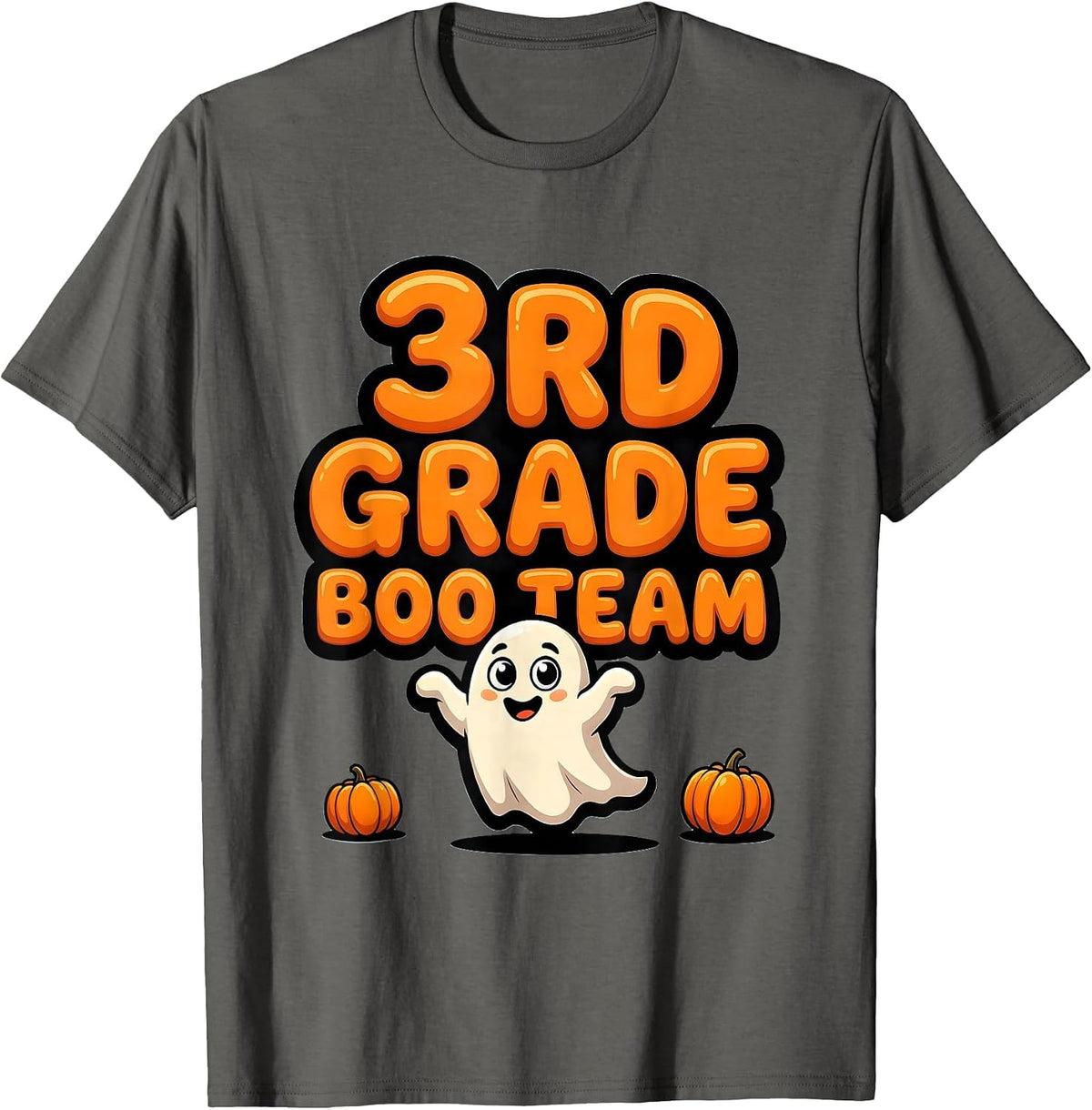 Men's 3rd Grade Boo Team Cartoon Halloween Teacher Kids T-Shirt - Asphalt Grey