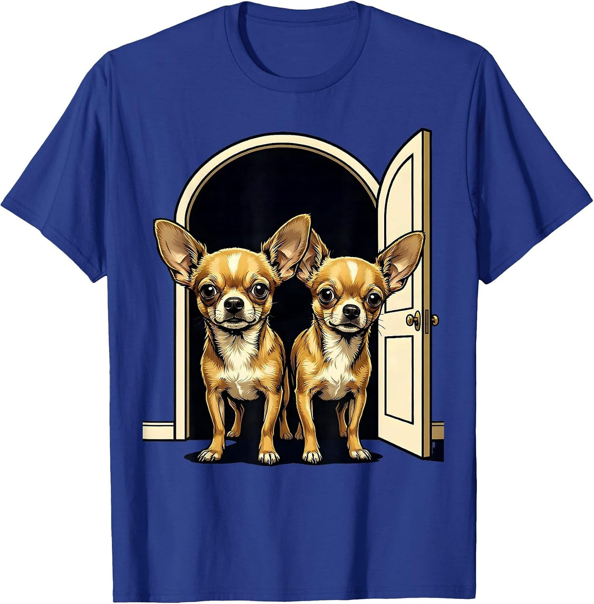 Chihuahua Pair Cartoon Dog Lover Humor T-Shirt - Royal Blue
