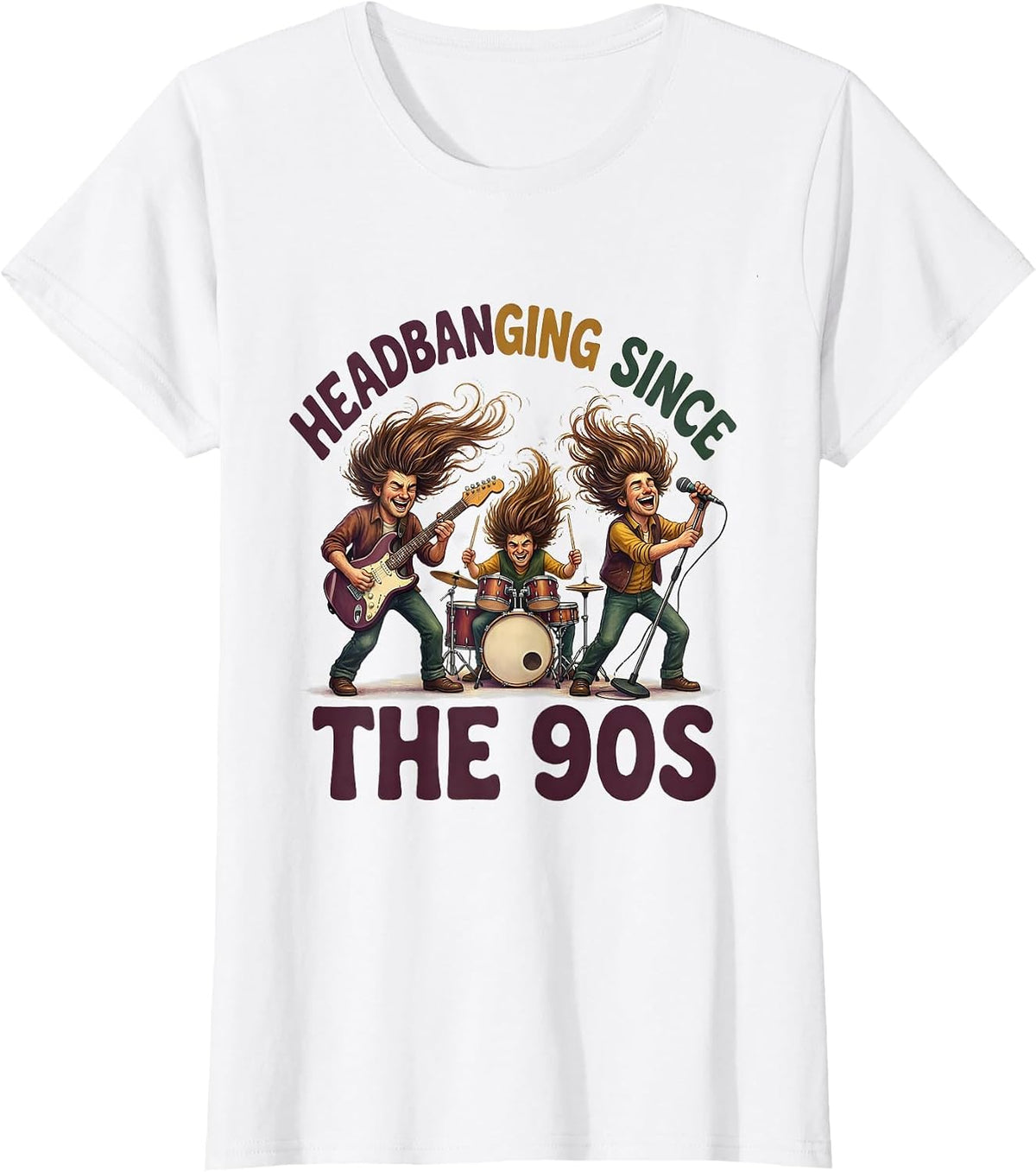Headbanging Since the 90s Rock Music Design T-Shirt - White