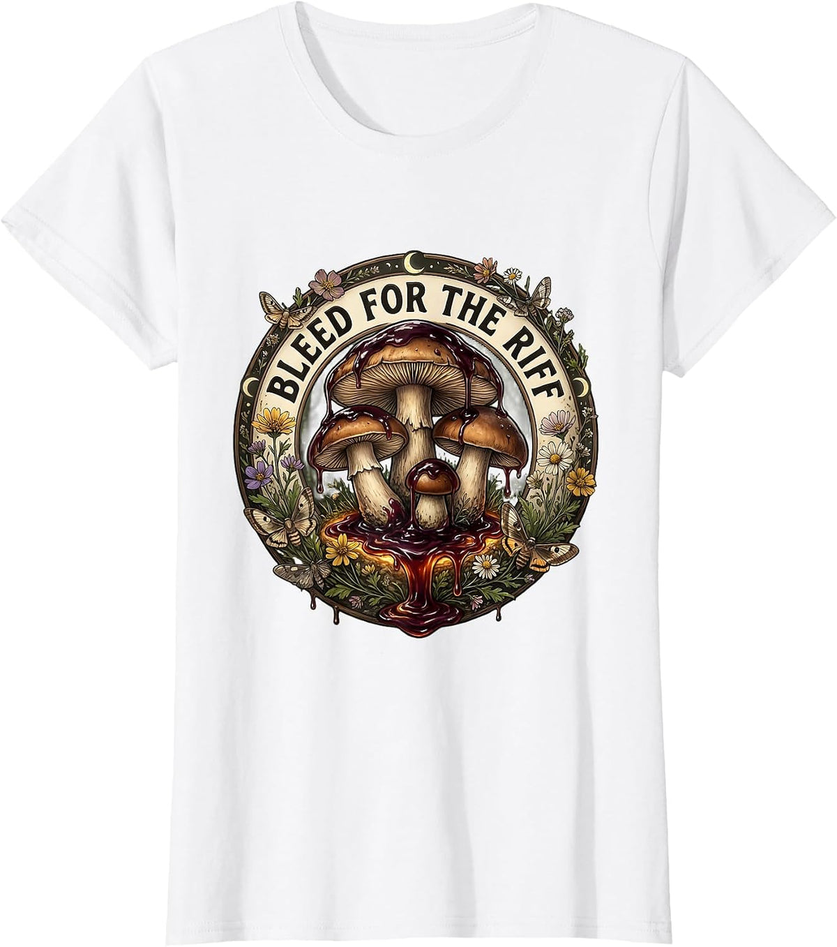 Bleed for the Riff Death Metal Graphic Design T-Shirt - White