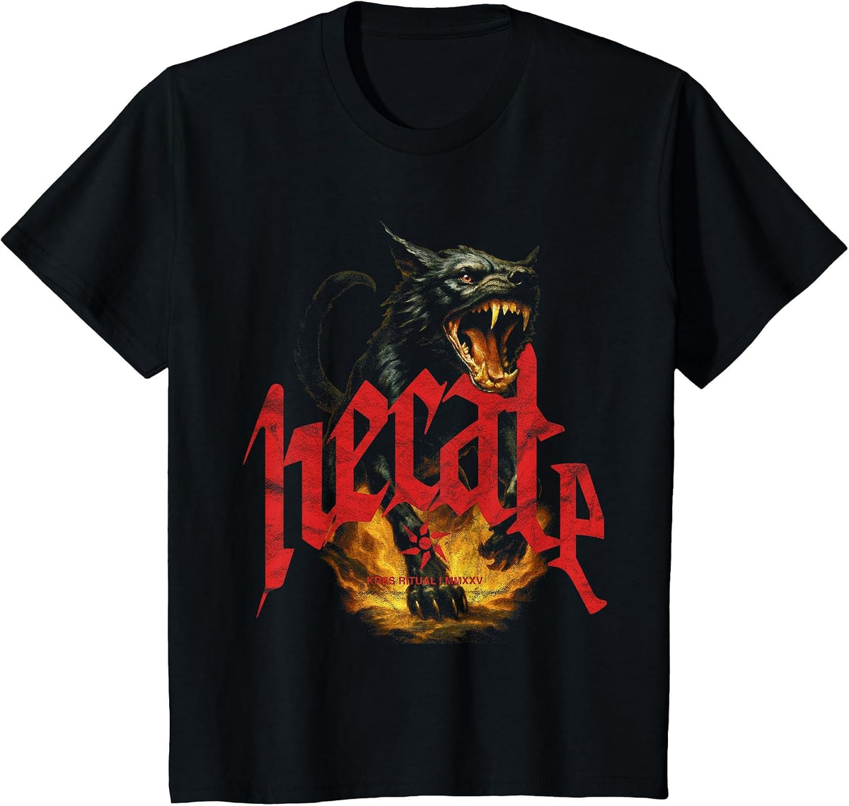 Hellhound Vintage Streetwear Urban Hip Hop Metal Rock Y2K T-Shirt - Black