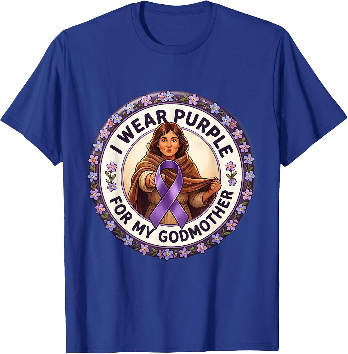 Men's I Wear Purple For My Godmother Sentimental Alzheimer's T-Shirt - Royal Blue