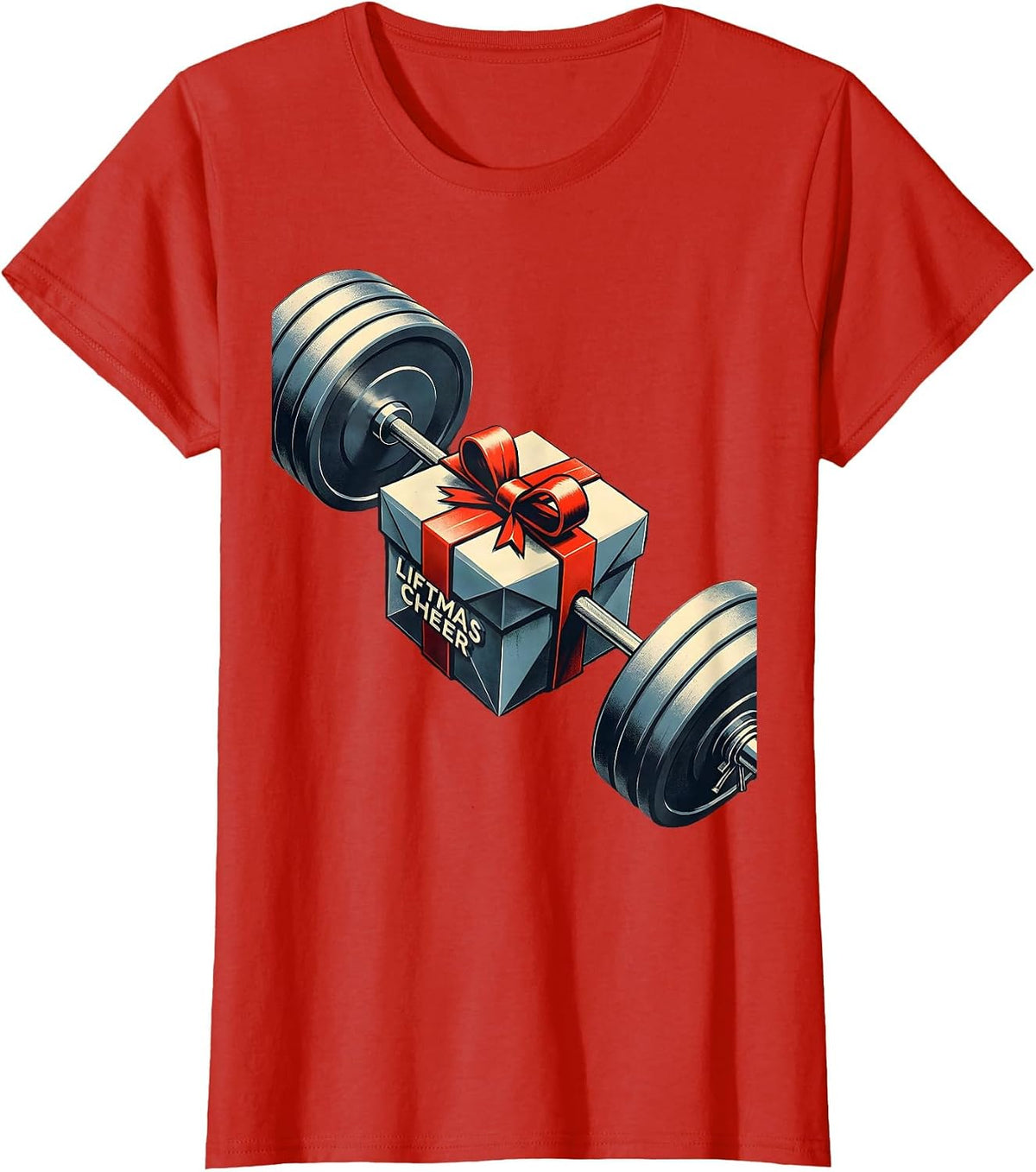 Liftmas Cheer Funny Christmas Gym Weightlifting Workout Gift T-Shirt - Red