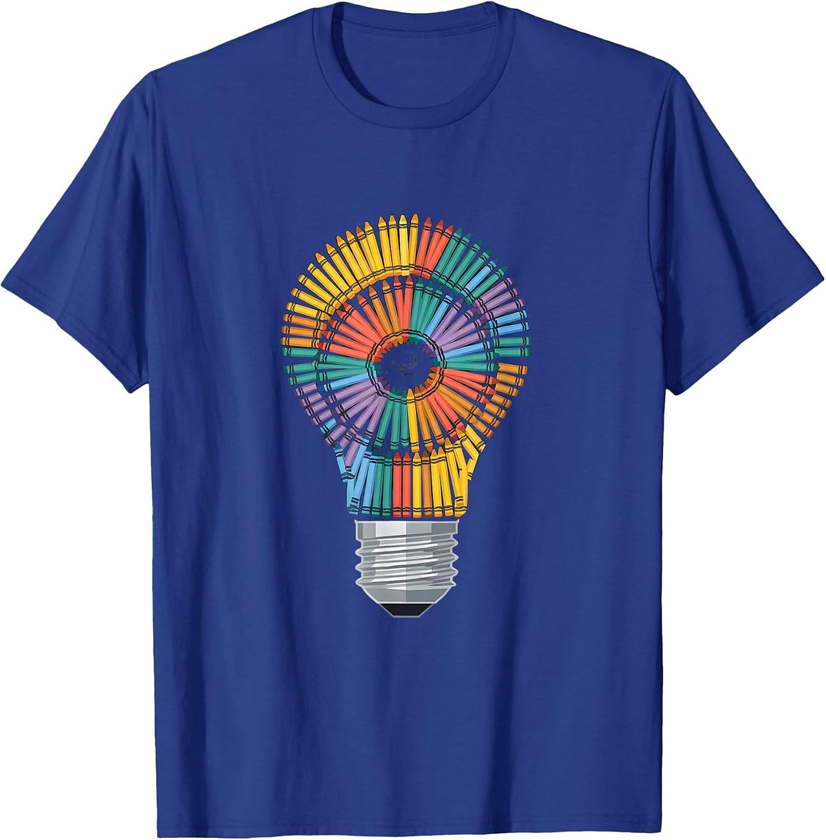 Men's Crayon Lightbulb Paraprofessional Graphic Design T-Shirt - Royal Blue