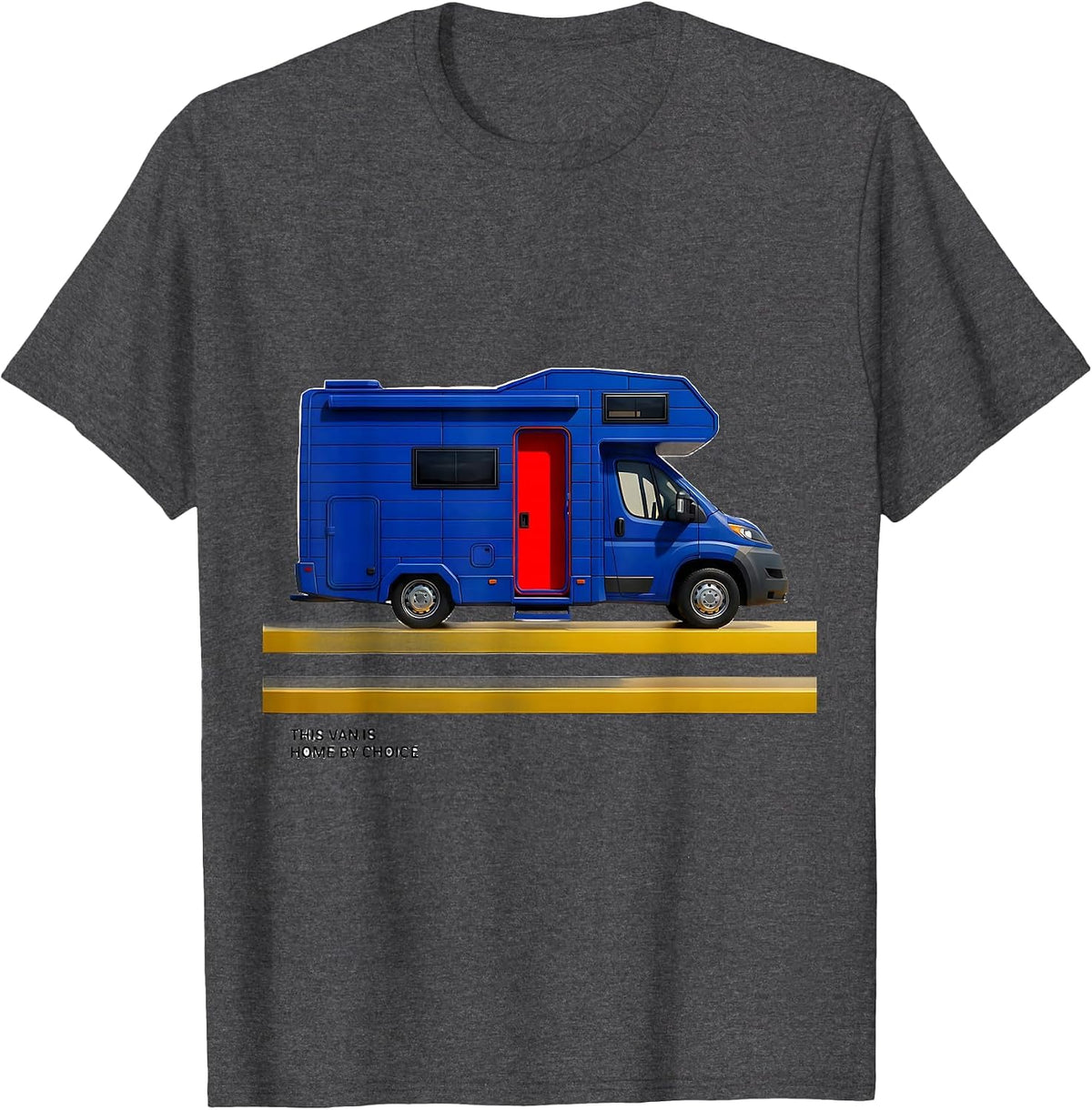 Men's This Van Is Home By Choice Geometric Van Life Nomad Retro T-Shirt - Dark Heather Grey