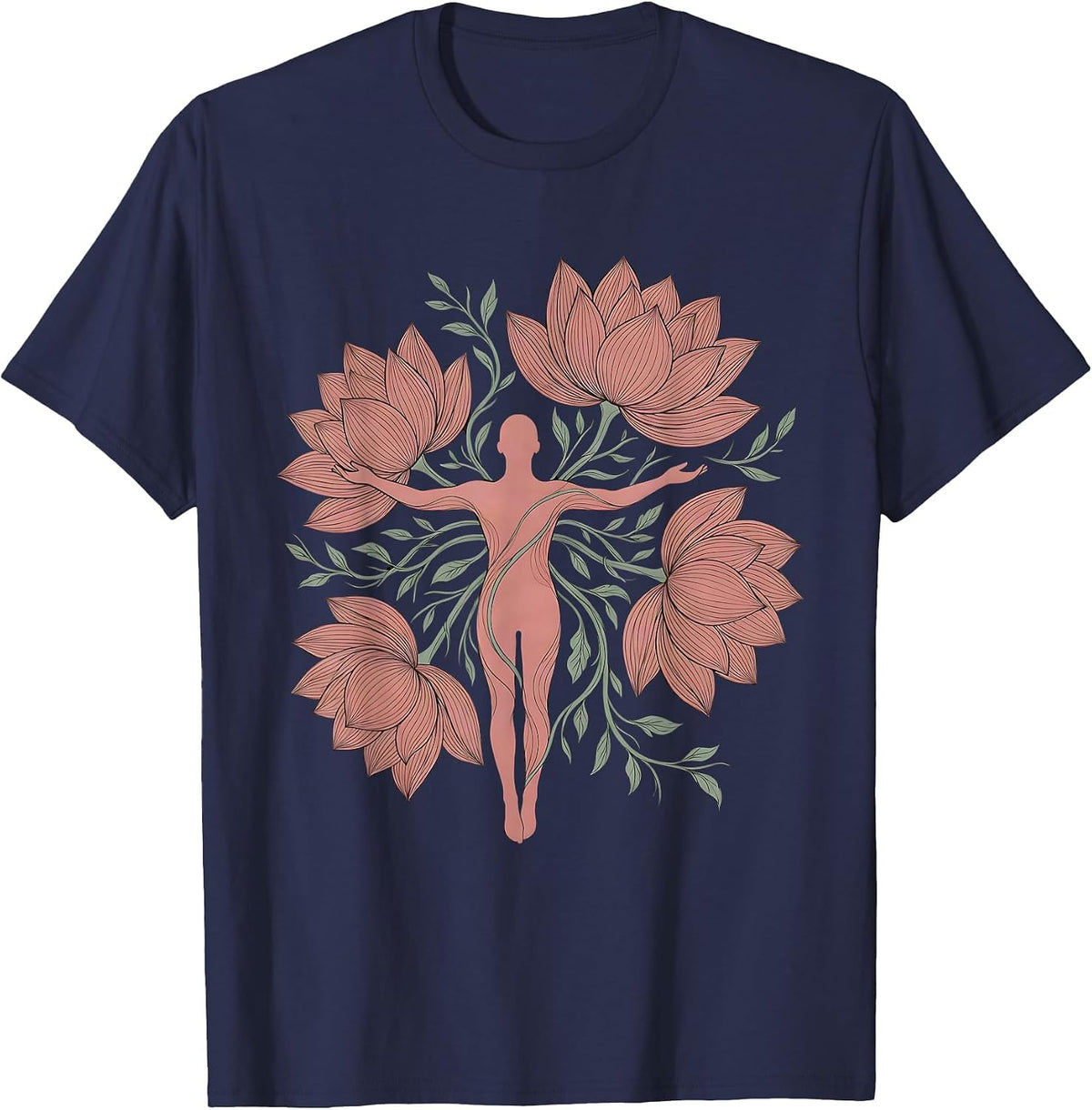 Floating in Stillness Mental Health Awareness Design T-Shirt - Navy Blue