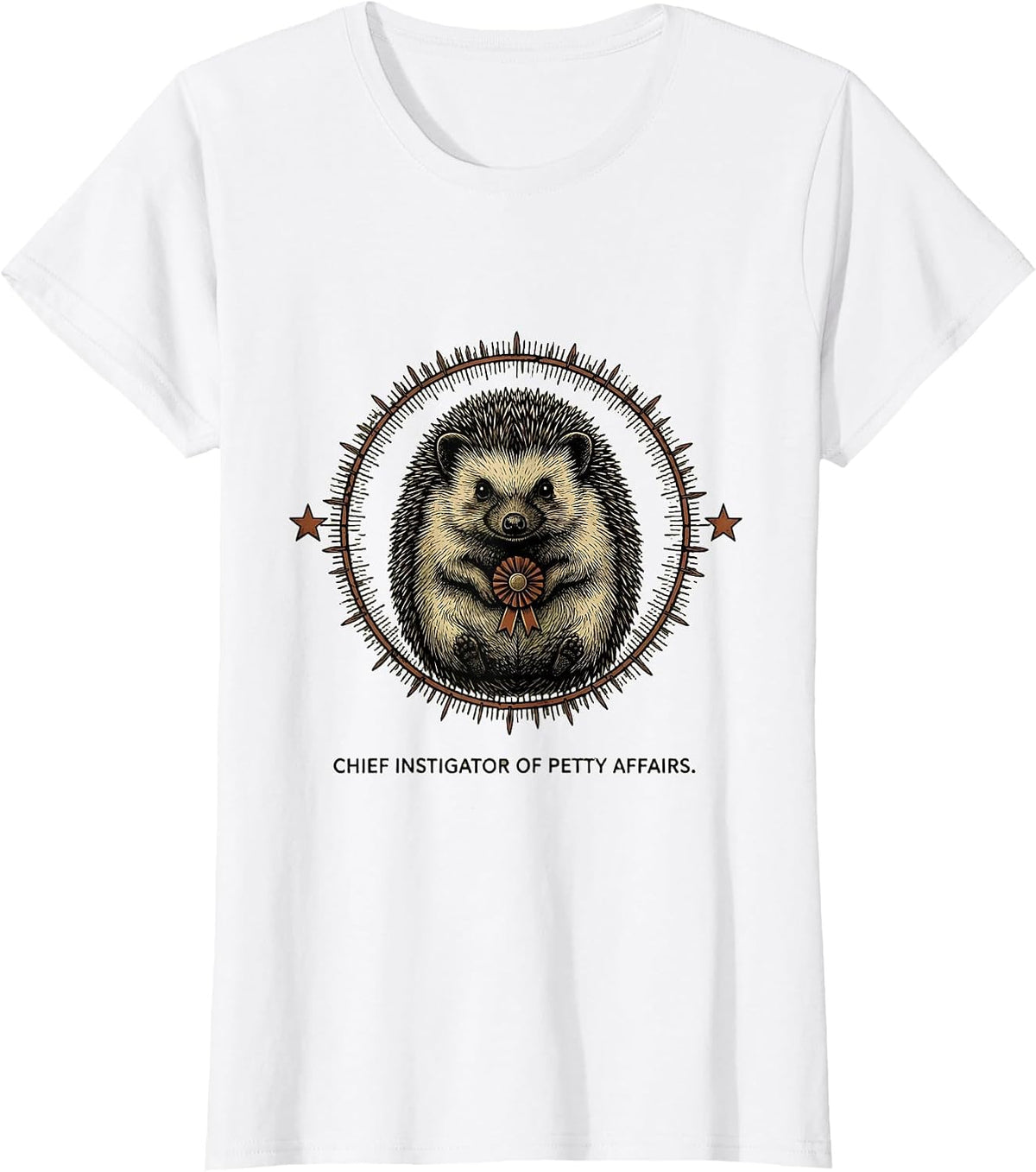Chief Instigator Of Petty Affairs Whimsical Hedgehog Meme T-Shirt - White