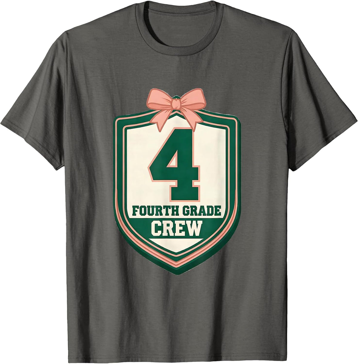 Fourth Grade Crew Preppy Back To School Elementary Teacher T-Shirt - Asphalt Grey