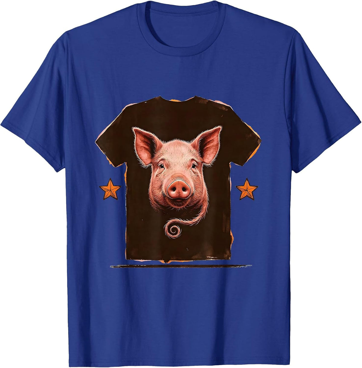 Men's Pig Head Blocky Shirt Silhouette Halloween Costume Humor T-Shirt - Royal Blue