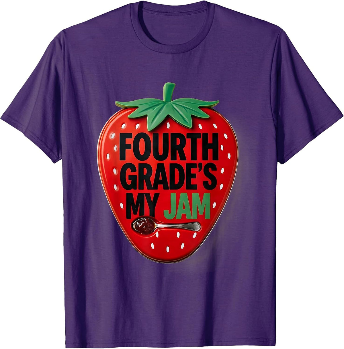 Fourth Grade's My Jam Strawberry Back To School Teacher Kid T-Shirt - Purple