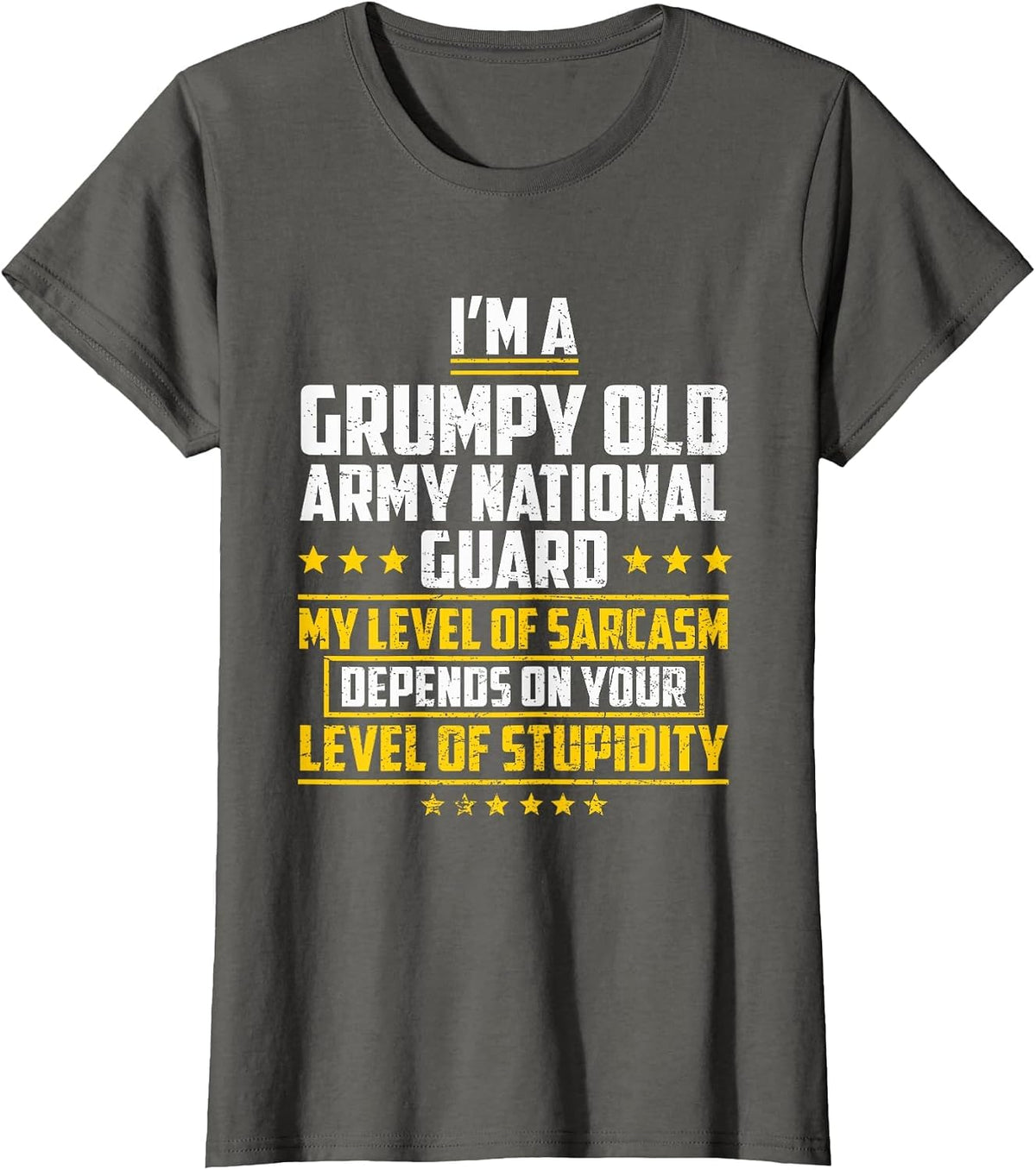 Funny I'm A Grumpy Old National Guard US Military T-Shirt - Asphalt Grey