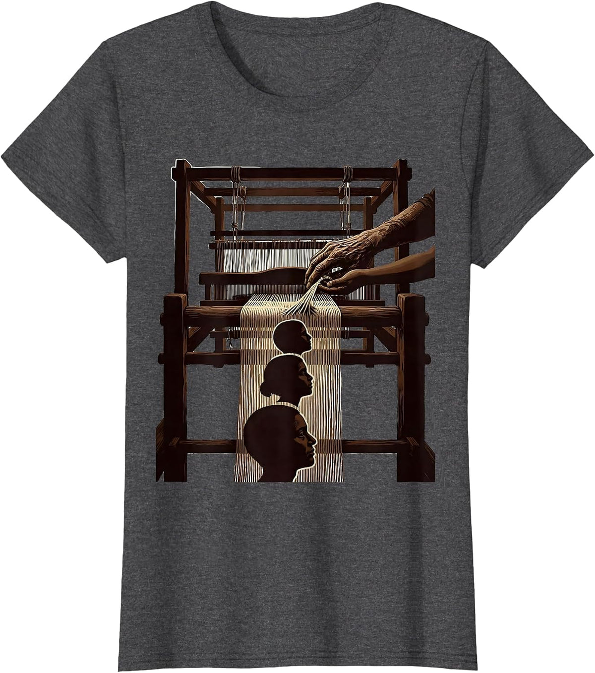 Women's Ancestral Hands Woven Heritage Black History Month Pride T-Shirt - Dark Heather Grey