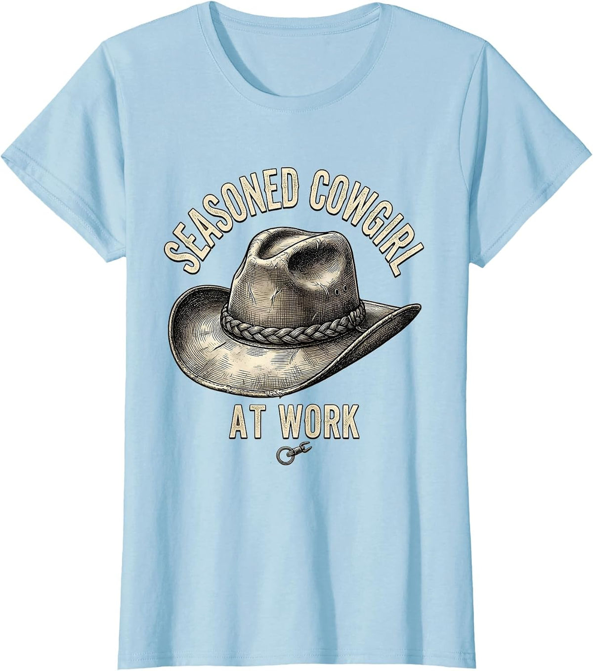 Women's Seasoned Cowgirl At Work Not My First Rodeo T-Shirt - Baby Blue
