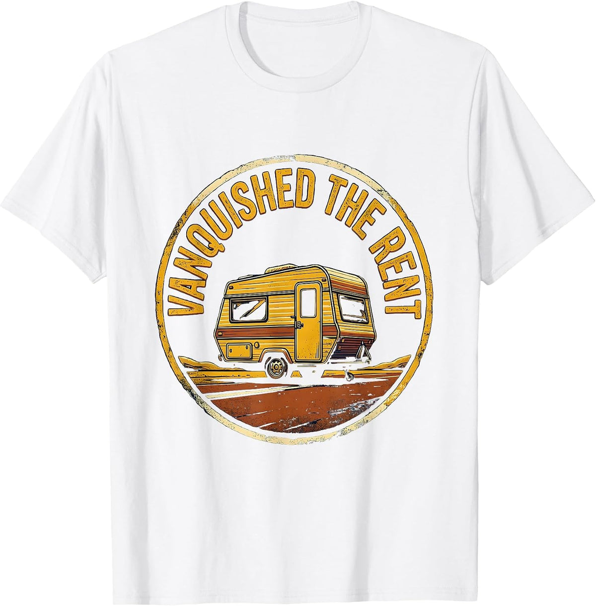 Men's Vanquished The Rent Vintage Van Life Camper Nomad Pride T-Shirt - White