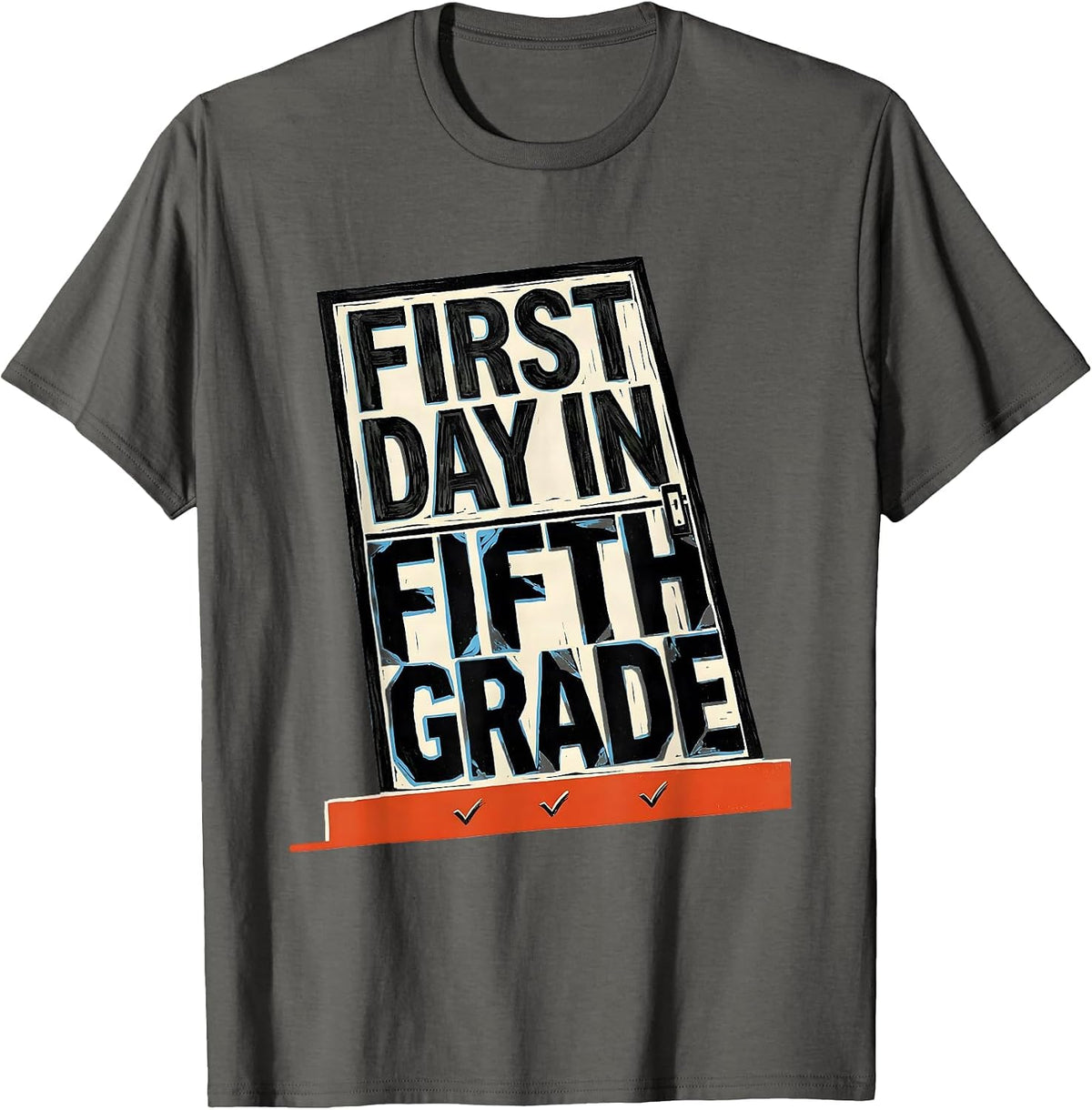 First Day In Fifth Grade Retro Groovy Fifth Grade Teacher T-Shirt - Asphalt Grey