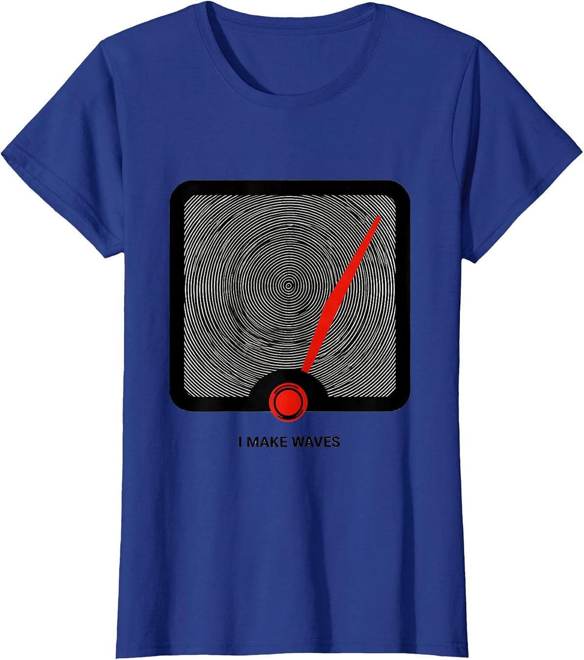 Women's I Make Waves Op Art Moiré Ham Radio Operator Hobby Humor T-Shirt - Royal Blue