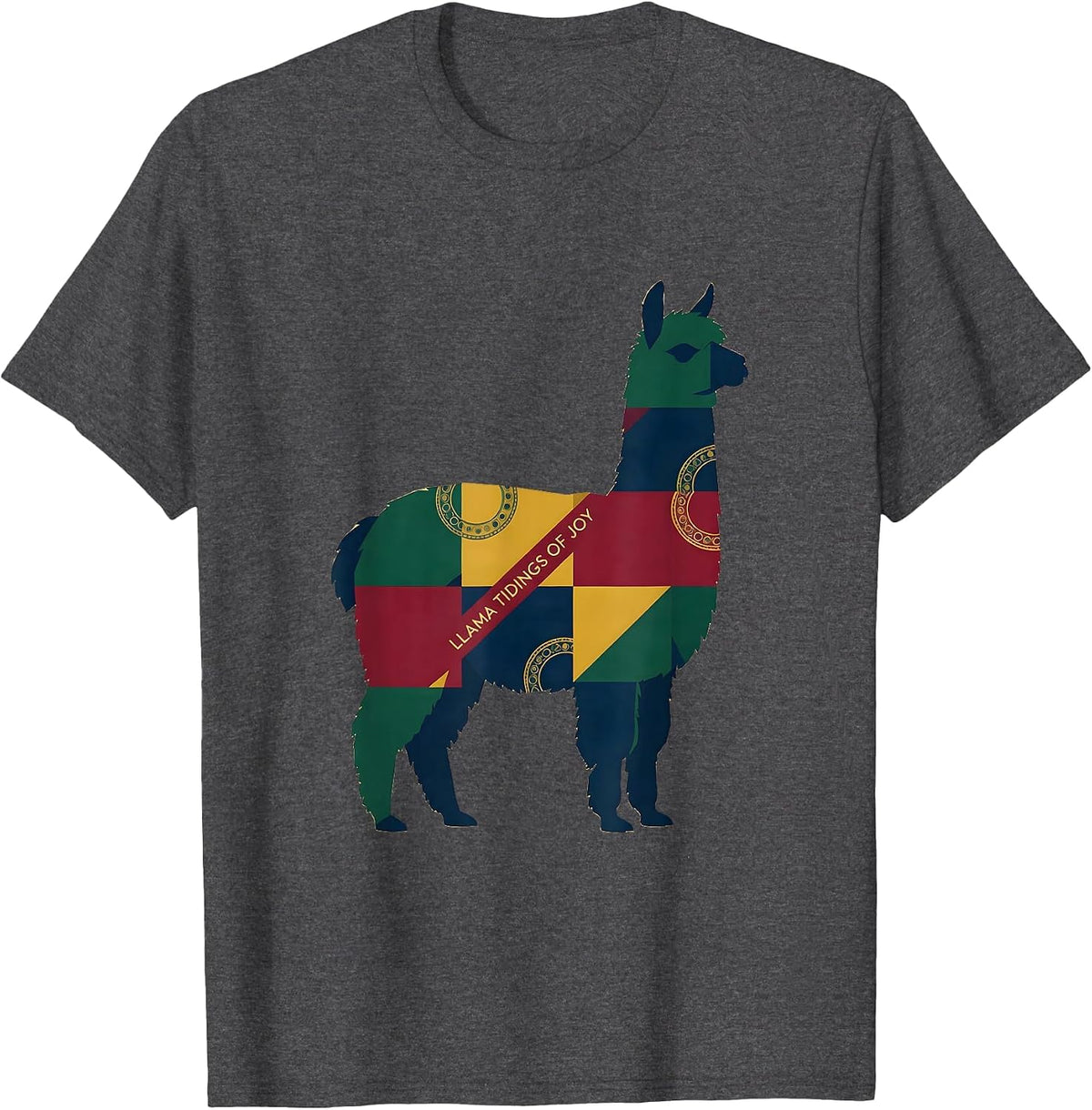Llama Tidings Of Joy Funny Christmas Llama Lover Gift T-Shirt - Dark Heather Grey
