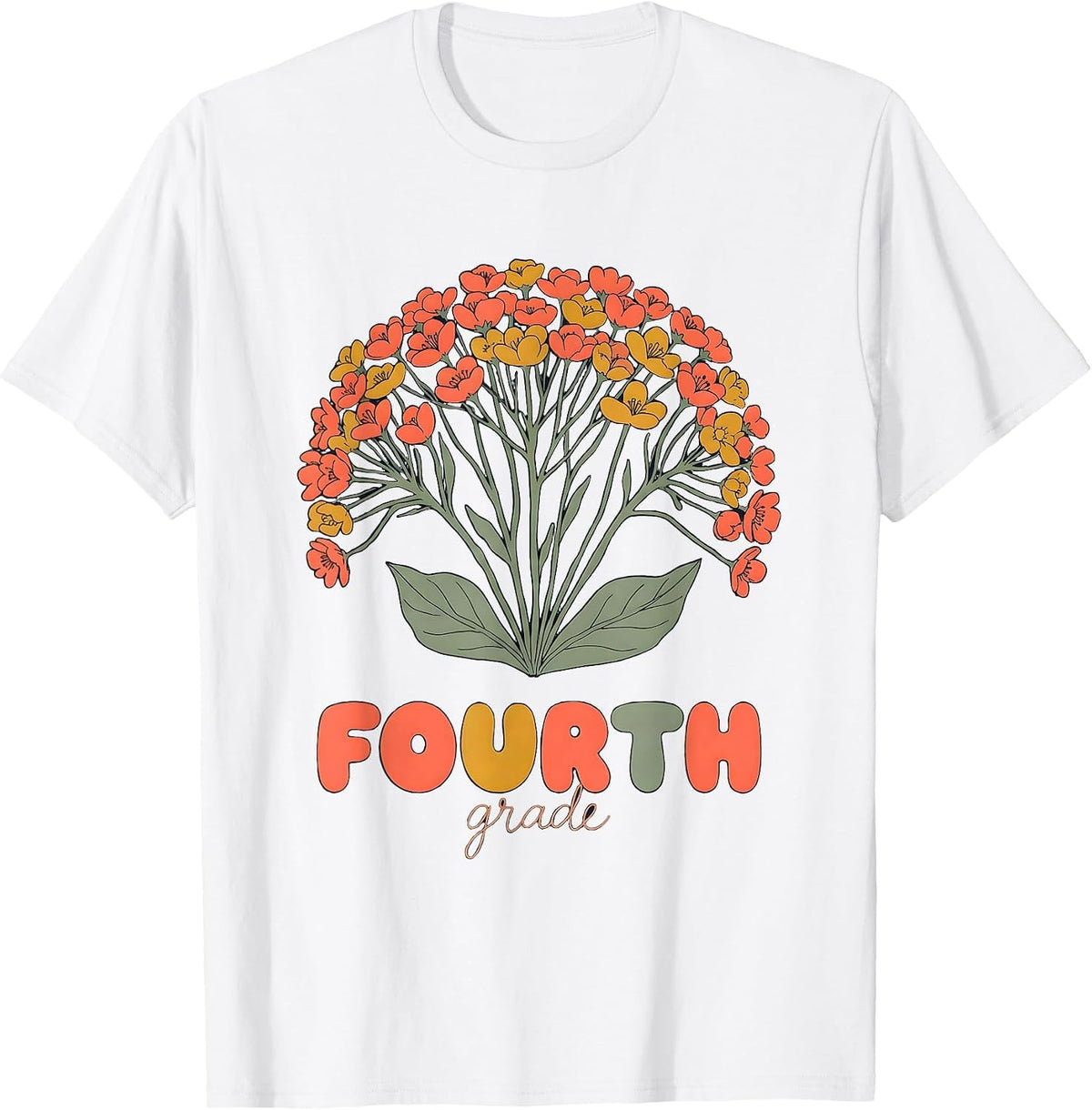 Men's FOURTH grade Wildflower Floral Back To School Teacher Gift T-Shirt - White